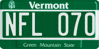 VT license plate NFL070