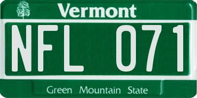 VT license plate NFL071