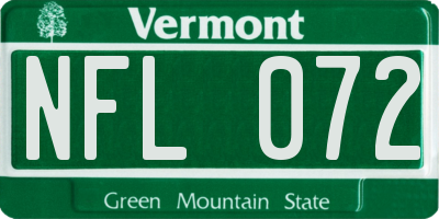 VT license plate NFL072
