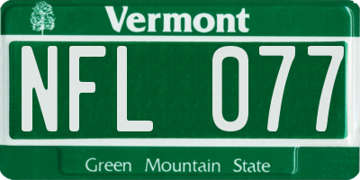 VT license plate NFL077