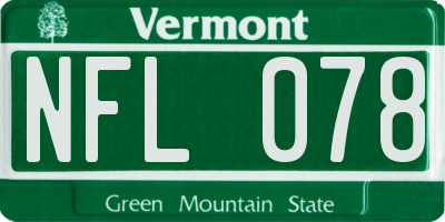 VT license plate NFL078