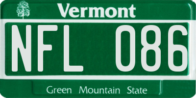 VT license plate NFL086