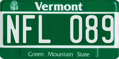 VT license plate NFL089