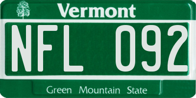 VT license plate NFL092