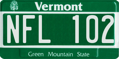 VT license plate NFL102