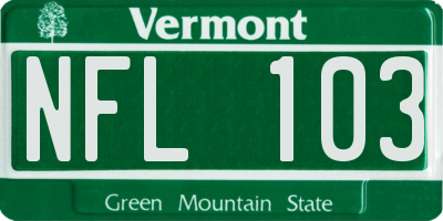 VT license plate NFL103