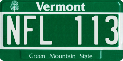 VT license plate NFL113