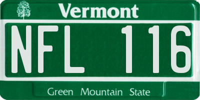 VT license plate NFL116