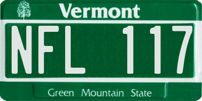 VT license plate NFL117
