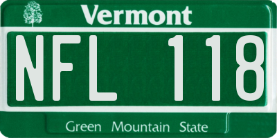 VT license plate NFL118