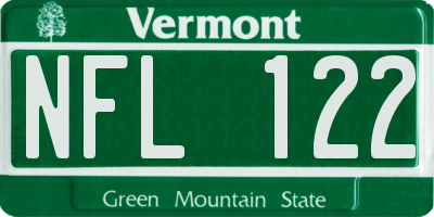 VT license plate NFL122