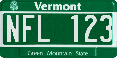 VT license plate NFL123