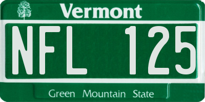 VT license plate NFL125