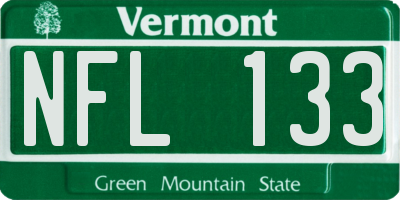 VT license plate NFL133