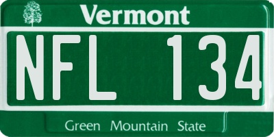 VT license plate NFL134