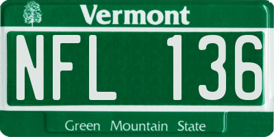 VT license plate NFL136