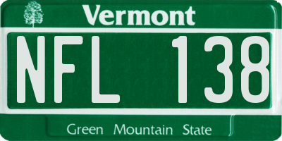 VT license plate NFL138