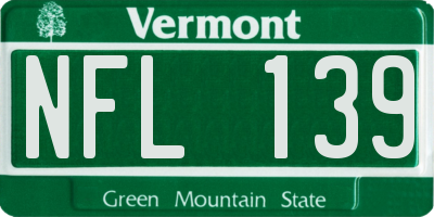 VT license plate NFL139