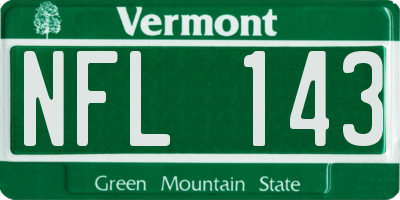 VT license plate NFL143