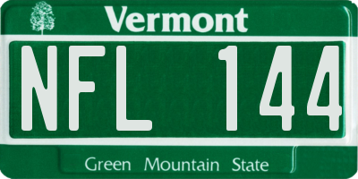 VT license plate NFL144