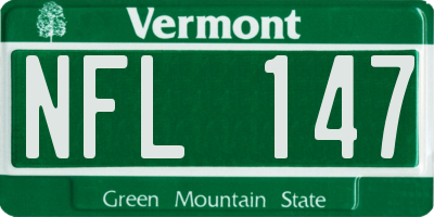 VT license plate NFL147