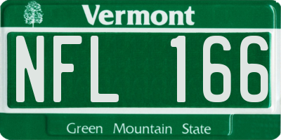 VT license plate NFL166