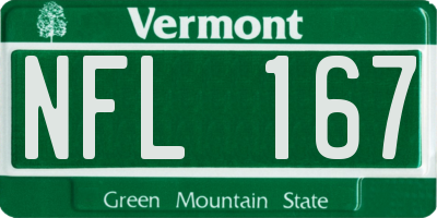 VT license plate NFL167