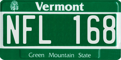 VT license plate NFL168