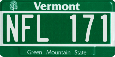 VT license plate NFL171
