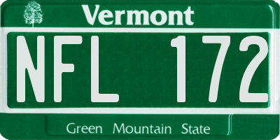 VT license plate NFL172