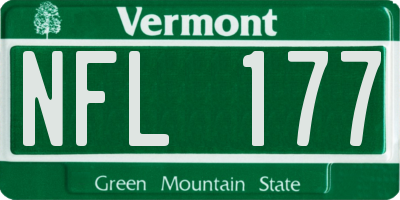 VT license plate NFL177