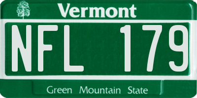 VT license plate NFL179