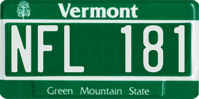 VT license plate NFL181