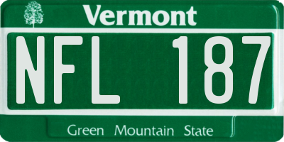 VT license plate NFL187