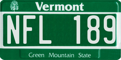 VT license plate NFL189