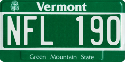 VT license plate NFL190