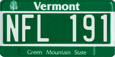 VT license plate NFL191