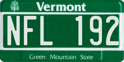 VT license plate NFL192