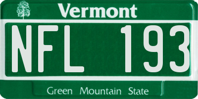 VT license plate NFL193