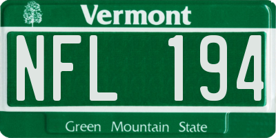 VT license plate NFL194