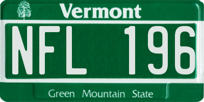 VT license plate NFL196