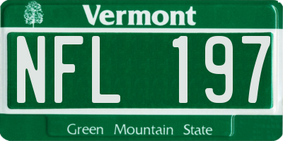 VT license plate NFL197