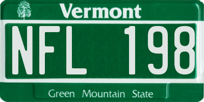 VT license plate NFL198