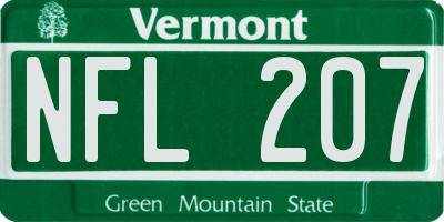 VT license plate NFL207