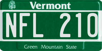 VT license plate NFL210