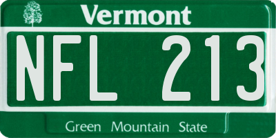 VT license plate NFL213