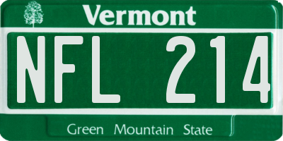VT license plate NFL214