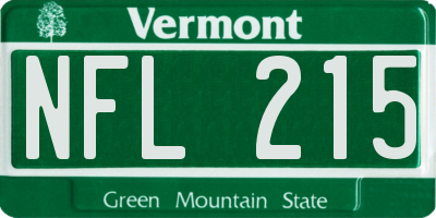 VT license plate NFL215