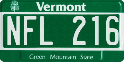VT license plate NFL216