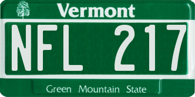 VT license plate NFL217
